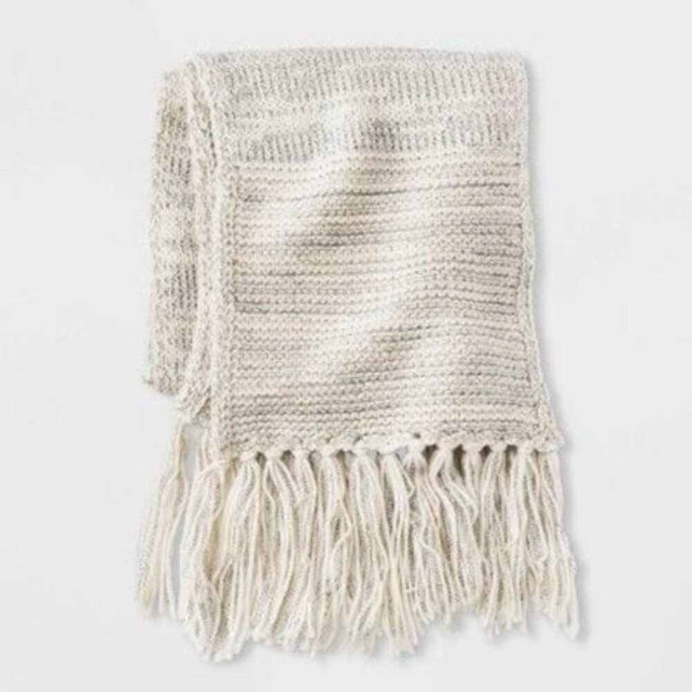 Universal Thread Women's Knit Oblong Winter Scarf Beige One Size